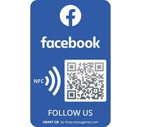 MESSAGENES | Adesivo Seguici su Facebook Smart QR - NFC | Pack 2 Unità Carta | Aumenta i Follower su Facebook | Riutilizzabile: Modifica Link Adesivo Quando Vuoi | Materiali Premium | Reti sociali
