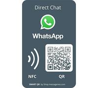 MESSAGENES | Adesivo Whatsapp QR e NFC Personalizzabile | 3 Unità 8,6 x 5,5 cm | NFC e QR Riutilizzabile | Collega i tuoi Clienti Whatsapp | Soluzione Reception | Ideale per Negozio, Campeggio, Hotel