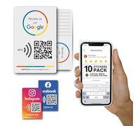 MESSAGENES | Scrivici su Google QR Code Stickers | Riutilizzabili Smart QR Code e NFC | Confezione da 10 unità | Rettangolare 8,6 cm x 5,5 cm | Modifica link quando vuoi | Google Decal Business