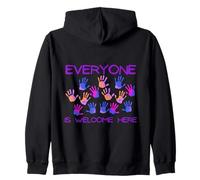 Messaggio con impronte di mani "Everyone Is Welcome Here Felpa con Cappuccio
