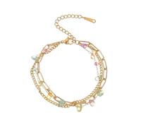Messaggio Di Argento Quarzo Gioielli Oro Plated Bead Pearl Bracciali Stacked Jewelry Paperback Catena Braccialetti Oro Are Suitable For Girls' Fashion Per E Naturale Bracciale Donne Gioielli, Taglia