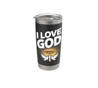 Messaggio di fede angelica edificante I Love God Bicchiere termico in acciaio inox doppia parete