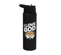 Messaggio di fede angelica edificante I Love God Stainless Steel Insulated Water Bottle