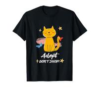 Messaggio di salvataggio animale gatto con scritta "Adopt Don't Shop!" Maglietta