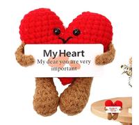 Messaggio di supporto, cuore di supporto emotivo all'uncinetto, simpatico gettone d'amore lavorato a maglia, ornamento per carte positive, cuore lavorato a maglia, supporto ispirativo portatile