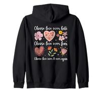 Messaggio floreale "Choose Love Over Hate Fear Again" Felpa con Cappuccio