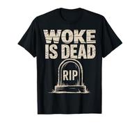 Messaggio Sarcastico Divertente Woke Is Dead Rip lapide Maglietta