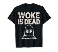 Messaggio Sarcastico Divertente Woke Is Dead Rip lapide Maglietta