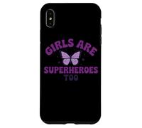 Messaggio viola con farfalla "Girls Are Superheroes Too" Custodia per iPhone XS Max