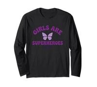 Messaggio viola con farfalla "Girls Are Superheroes Too" Maglia a Manica