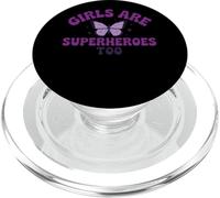 Messaggio viola con farfalla "Girls Are Superheroes Too" PopSockets PopGrip per MagSafe
