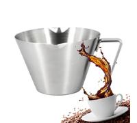 Messbecher - Kaffeemaßbecher | Messbecher Mit Ausguss | Hitzebeständiger Edelstahlbecher Mit Drei Skalen Und Henkel, Doppelausguss, Kanne Zum Backen Kochen Kaffeezubereiten Dosieren In Der Küche