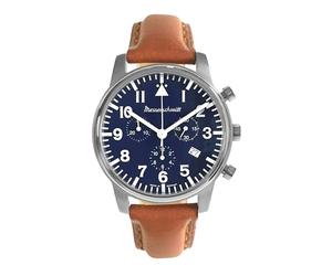 Messerschmitt ME-4544P-L - Orologio da aviatore, cronografo da uomo, colore: Marrone/Blu