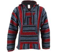 Messicano Baja Felpa con Cappuccio Jerga Droga Tappeto Jumper Siesta Surf Hippy