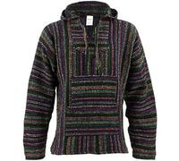 Messicano Baja Jerga nere e multicolore cappuccio hippie top - sintetico, Nero, 50% cotone 50% cotone 50% acrilicoprovenienza 50% acrilico, unisex-adulto, XX-Large