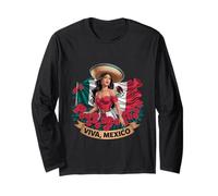 Messico Bandiera Messicana Donna Rose Maglia a Manica