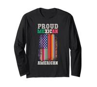 Messico Roots Messicano USA Serape Bandiera Americana cresciuta uguaglianza Maglia a Manica