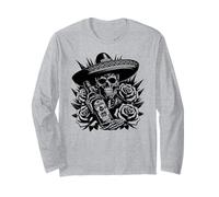 Messico Skeleton Vintage Tequila Day of the Dead Mexican Maglia a Manica