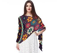 Messico Sugar Skull Floral Pattern Donne Morbido Chiffon Pashmina Scialle Wrap Sciarpa per Damigella d'onore Matrimonio Formale Partito Da Sera, Mexico Sugar Skull Floral Pattern