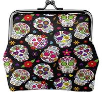 Messico Sugar Skull Motivo floreale Fibbia Portamonete in pelle Vintage Pouch Kiss Lock Change PurseWallets for Women Girls
