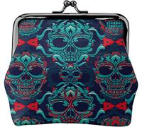 Messico Sugar Skull Pattern Buckle Portamonete in pelle Vintage Pouch Kiss Lock Change PurseWallets for Women Girls