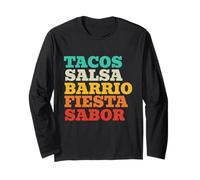 Messico Tacos Salsa Barrio Fiesta Sabor Maglia a Manica