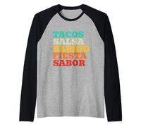 Messico Tacos Salsa Barrio Fiesta Sabor Maglia con Maniche Raglan