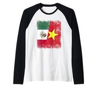 Messico Vietnam Mezza Bandiera Storia vietnamita Messicana Maglia con Maniche Raglan