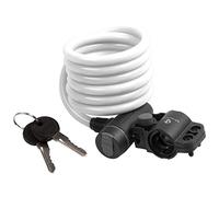 M-Wave Lucchetto a spirale 1800x10 mm bianco con supporto clip e cappuccio antipolvere