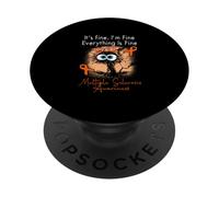 Messy Bun Cat I'm Fine Everything Is Fine Sclerosi Multipla PopSockets PopGrip Adesivo