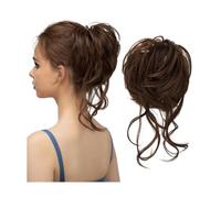 Messy Bun Extension Tousled Updo Estensione per capelli elastici ricci per donne Ponytail Extension (marrone medio)