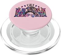 Messy Bun Graphic Purple Leopard Graphic For Pink Girl Mom PopSockets PopGrip per MagSafe