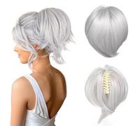Messy Bun Hair Piece, Claw Clip Ponytail Bun, Bun Ponytail Extensions, Thick Soft Natural Looking Daily, Natural Straight Synthetic Fully Fake Hairpieces For Women Girls (gray)