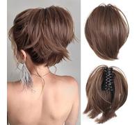 Messy Bun Hair Piece, Claw Clip Ponytail Bun, Bun Ponytail Extensions, Thick Soft Natural Looking Daily, Natural Straight Synthetic Fully Fake Hairpieces For Women Girls (8-27)