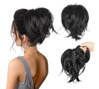 Messy Bun Hair Piece, Claw Clip Ponytail Bun, Bun Ponytail Extensions, Thick Soft Natural Looking Daily, Natural Straight Synthetic Fully Fake Hairpieces For Women Girls (2)