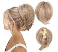 Messy Bun Hair Piece, Claw Clip Ponytail Bun, Bun Ponytail Extensions, Thick Soft Natural Looking Daily, Natural Straight Synthetic Fully Fake Hairpieces For Women Girls (27-613)
