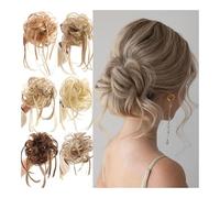 Messy bun hair piece, Parrucca ad anello for capelli lunghi in fibra sintetica for parrucca da donna con treccia di capelli lunghi soffici e disordinati, testa di bocciolo di fiore,Hair bun wig(Dark