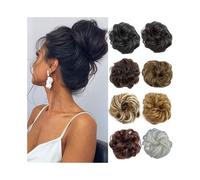 Messy bun hair piece, Parrucca con chignon in capelli sintetici, ciambella, ondulata, elastica, in gomma, for capelli da donna, extension for capelli ricci,Hair bun wig(Golden brown)