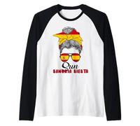 Messy Bun Lady Benidorm Spagna Maglia con Maniche Raglan