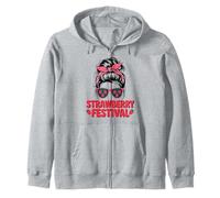 Messy Bun Strawberry Festival Fruit Lover Mom Girl Gifts Felpa con Cappuccio