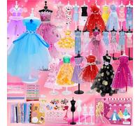 MestectPET 600+ Pezzi Kit Di Design alla Moda Per Ragazze, Kit di Cucito Artigianale per Vestiario Artistici con Manichino Quaderno di Schizzi, Regali di Compleanno Natale Per Bambini 6-12 Anni