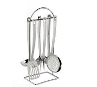 MESTOLI PORTA UTENSILI ACCIAIO INOX CON SUPPORTO E 6 ACCESSORI GRANCUCINA