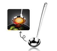 Mestolo da zuppa da 30 cm, cucchiaio da salsa, utensile da cucina in acciaio inox, per servire e preparare zuppe e stufati, lavabile in lavastoviglie (argento)