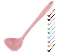 Mestolo da zuppa in silicone, mestolo per cucinare, mestolo in silicone, con impugnatura comoda, cucchiaio in gomma senza cuciture, antiaderente per evitare di graffiare gli utensili da cucina (rosa)