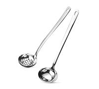 Mestolo in acciaio inossidabile, set di 2 con scanalature per appendere facilmente, set di utensili da cucina (29,7 cm)