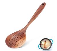 mestolo per schiumarola, Cucchiaio scanalato in legno, Cucchiaio per Cucinare e Servire Alimenti, con foro per appendere, 11,0x3,1in