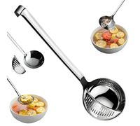 Mestolo separatore in acciaio inossidabile, cucchiaio separatore multifunzionale per olio e grasso, resistente al calore, mestolo per salsa per cucina sana (argento)