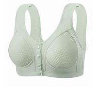 Mestruale per adolescenti Hole Cup Fronte Buckle Mother Lace Back Shaping Bra Gathered Anti Sagging No Ring Middle and Old Ladies Bra Reggiseno Tenuto, verde, 42