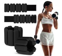MESUADESI Set di 2 pesi da polso e caviglia, indossabili, per donne e uomini, in silicone, regolabili, per braccia e gambe, per passeggiate, yoga, pilates, corsa, danza, palestra, 0,9 kg (nero)