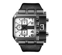 Mesuaeso Orologio da polso con cronografo quadrato e quadrante grande, per uomo, orologio da polso al quarzo, alla moda, casual e formale, connesso
